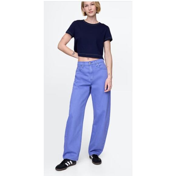 GAP High Rise Barrel Dazzling Blue Jeans Women Plus Sz 35 R - Picture 13 of 15